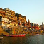 View of the Ghats in Varanasi during sunset